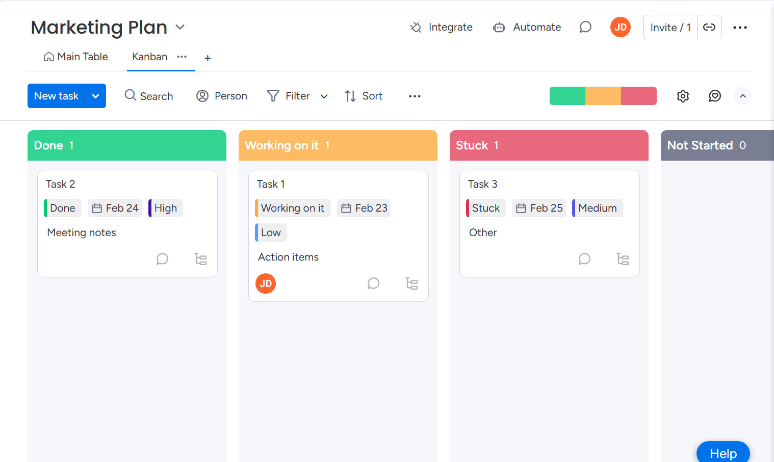 monday.com's project management interface